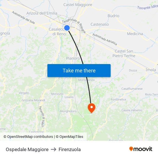 Ospedale Maggiore to Firenzuola map