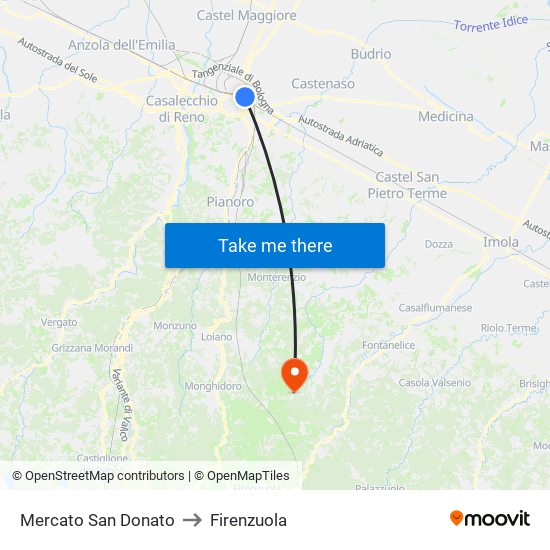 Mercato San Donato to Firenzuola map