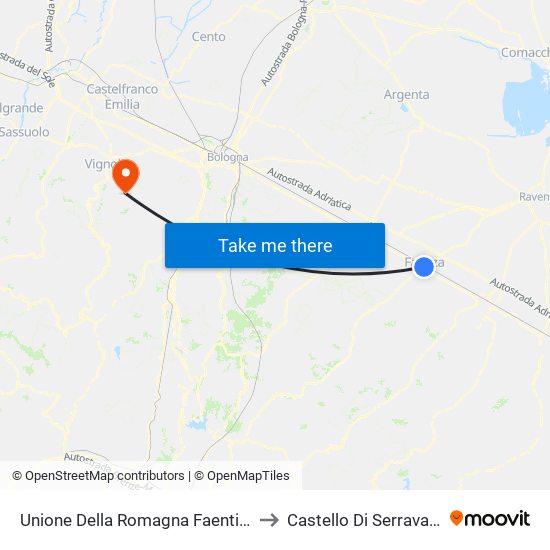 Unione Della Romagna Faentina to Castello Di Serravalle map