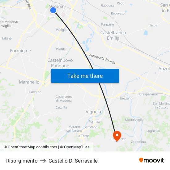 Risorgimento to Castello Di Serravalle map