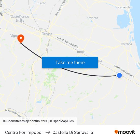Centro Forlimpopoli to Castello Di Serravalle map