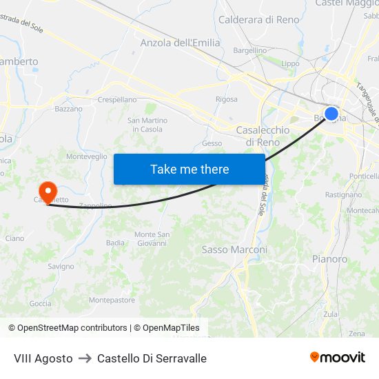 VIII Agosto to Castello Di Serravalle map
