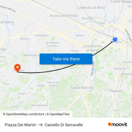 Piazza Dei Martiri to Castello Di Serravalle map