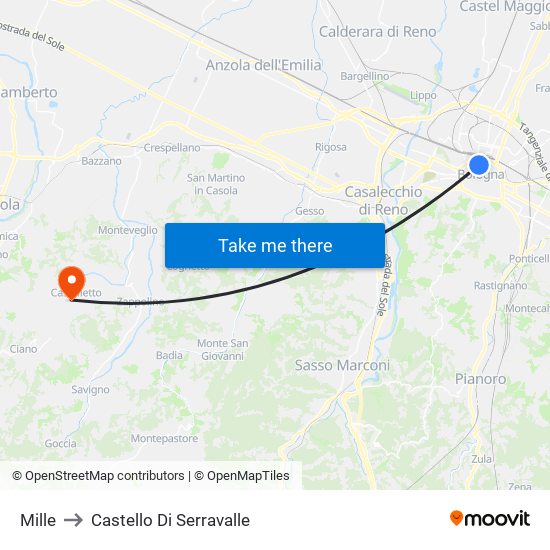 Mille to Castello Di Serravalle map