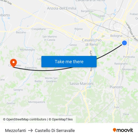 Mezzofanti to Castello Di Serravalle map