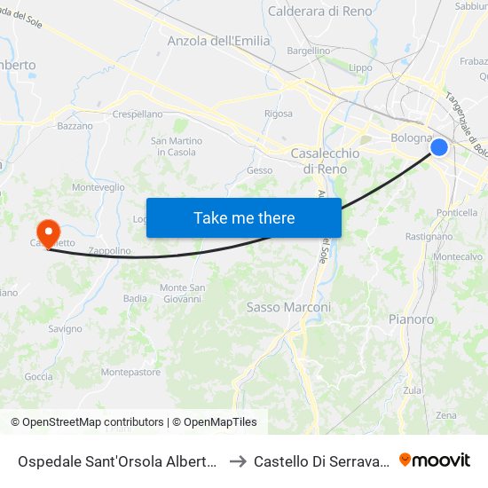 Ospedale Sant'Orsola Albertoni to Castello Di Serravalle map