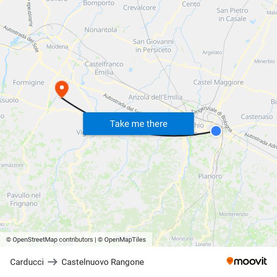 Carducci to Castelnuovo Rangone map