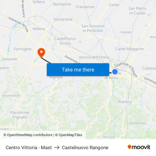 Centro Vittoria - Mast to Castelnuovo Rangone map