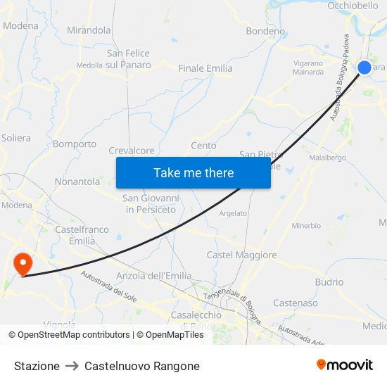 Stazione to Castelnuovo Rangone map