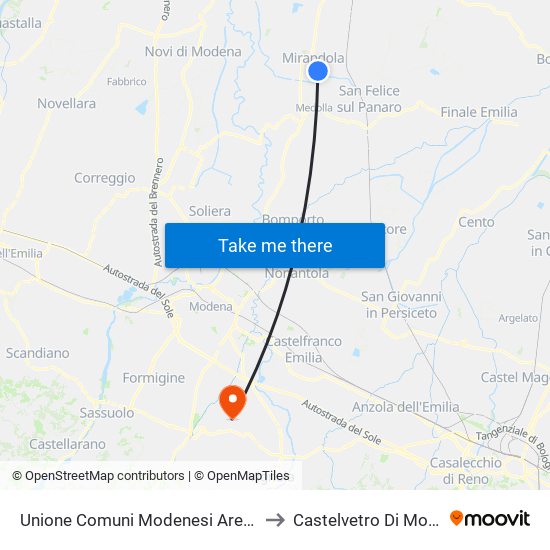 Unione Comuni Modenesi Area Nord to Castelvetro Di Modena map