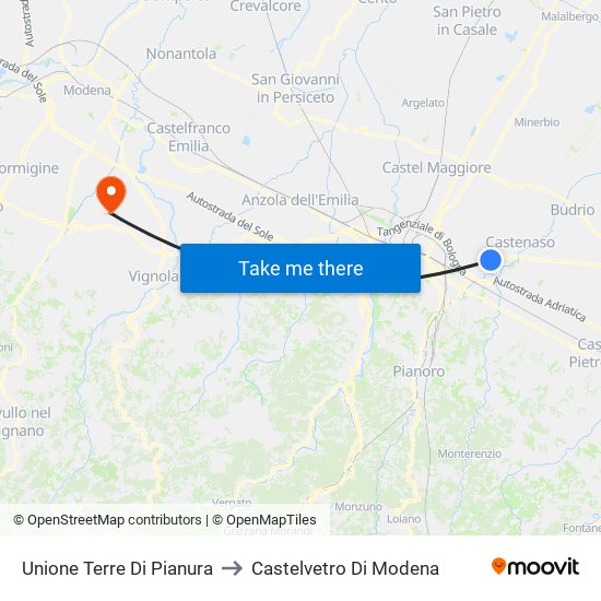 Unione Terre Di Pianura to Castelvetro Di Modena map