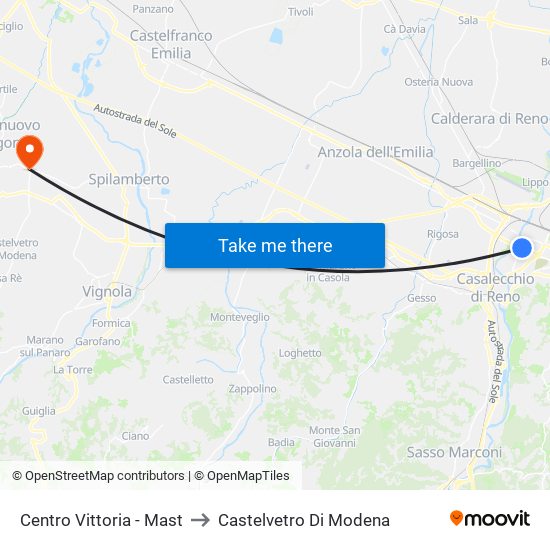 Centro Vittoria - Mast to Castelvetro Di Modena map