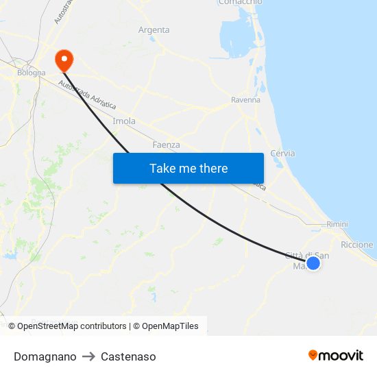 Domagnano to Castenaso map