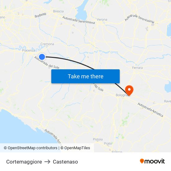 Cortemaggiore to Castenaso map