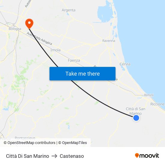 Città Di San Marino to Castenaso map