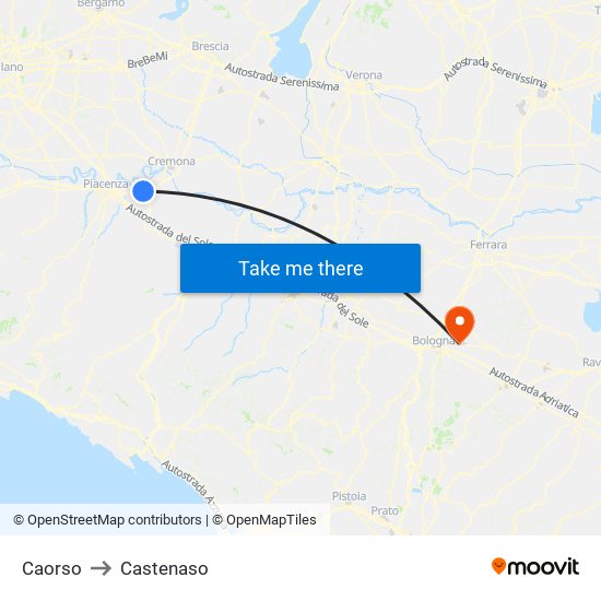 Caorso to Castenaso map