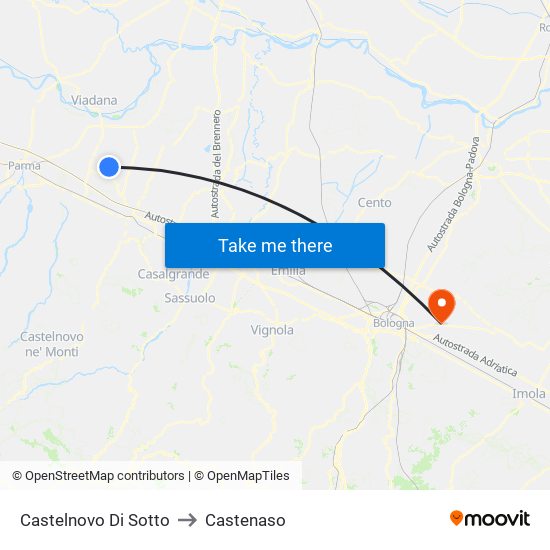 Castelnovo Di Sotto to Castenaso map