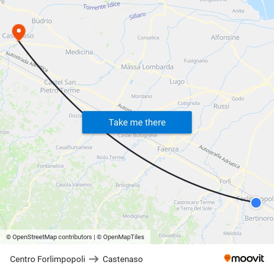Centro Forlimpopoli to Castenaso map