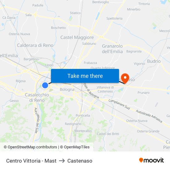 Centro Vittoria - Mast to Castenaso map