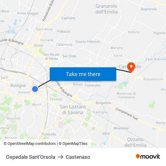 Ospedale Sant'Orsola to Castenaso map