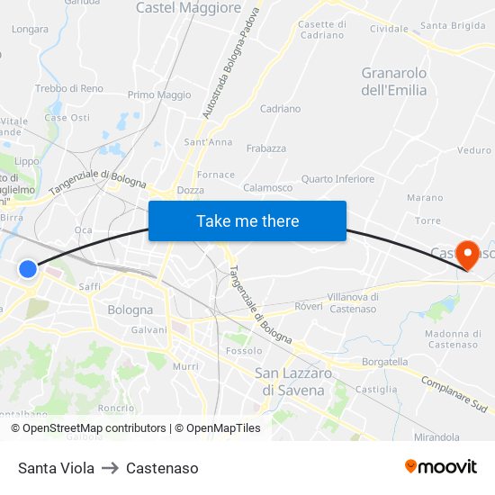 Santa Viola to Castenaso map