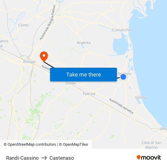 Randi-Cassino to Castenaso map