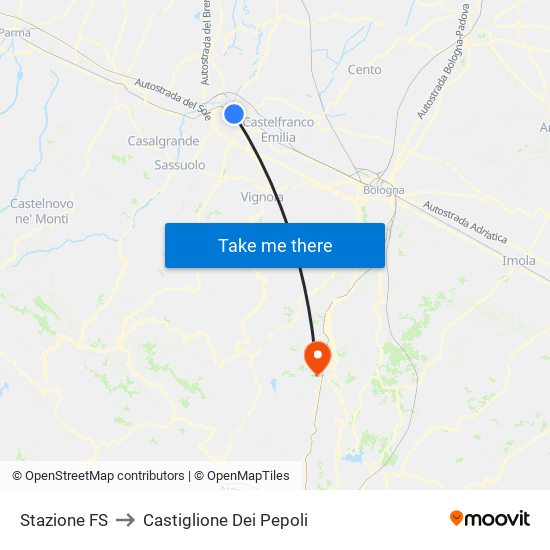 Stazione FS to Castiglione Dei Pepoli map