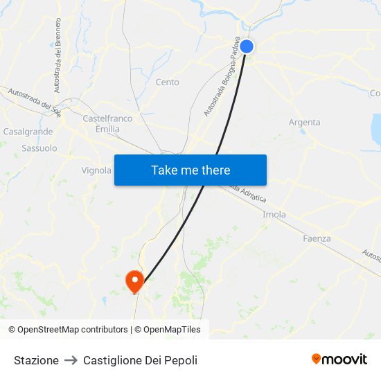 Stazione to Castiglione Dei Pepoli map