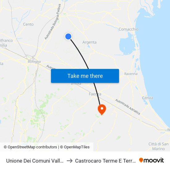 Unione Dei Comuni Valli E Delizie to Castrocaro Terme E Terra Del Sole map