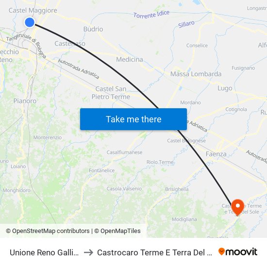 Unione Reno Galliera to Castrocaro Terme E Terra Del Sole map