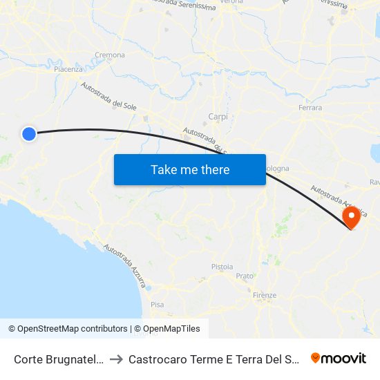 Corte Brugnatella to Castrocaro Terme E Terra Del Sole map