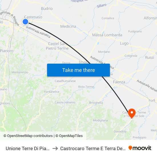 Unione Terre Di Pianura to Castrocaro Terme E Terra Del Sole map