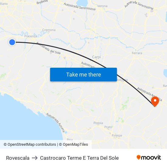 Rovescala to Castrocaro Terme E Terra Del Sole map