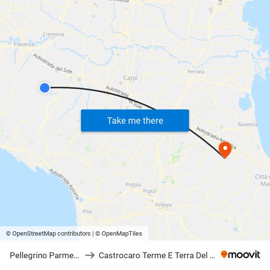 Pellegrino Parmense to Castrocaro Terme E Terra Del Sole map