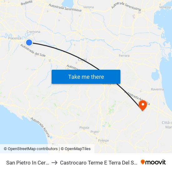 San Pietro In Cerro to Castrocaro Terme E Terra Del Sole map