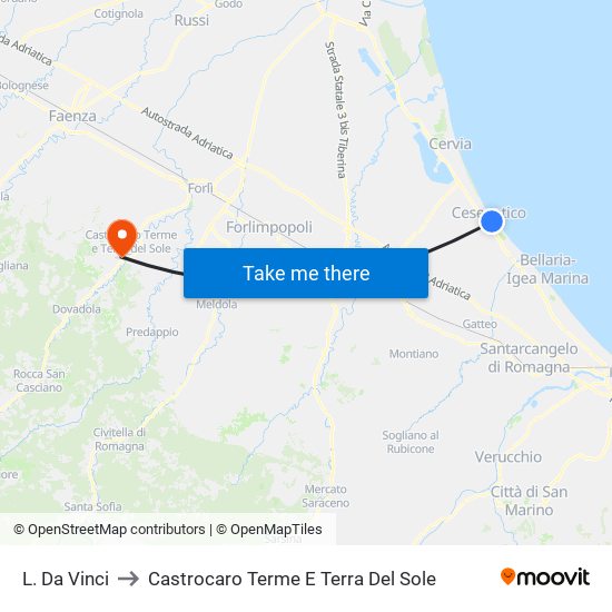 L. Da Vinci to Castrocaro Terme E Terra Del Sole map