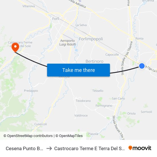 Cesena Punto Bus to Castrocaro Terme E Terra Del Sole map