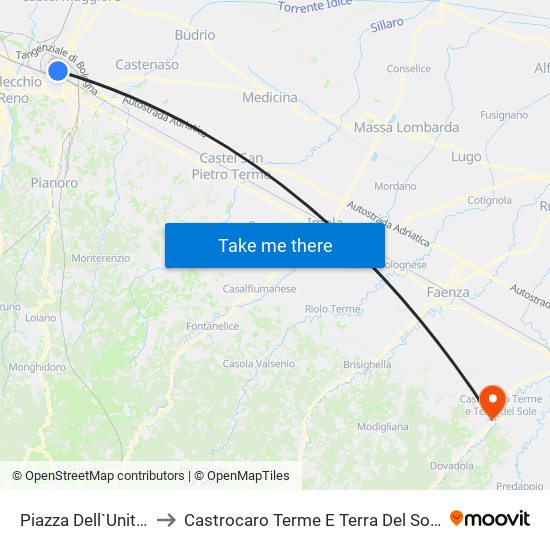 Piazza Dell`Unita` to Castrocaro Terme E Terra Del Sole map