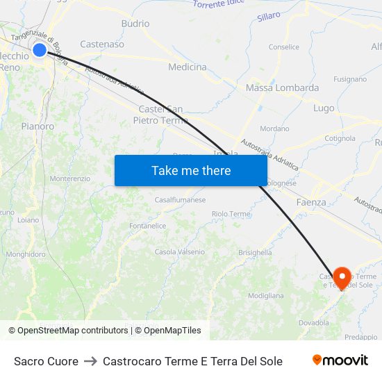 Sacro Cuore to Castrocaro Terme E Terra Del Sole map