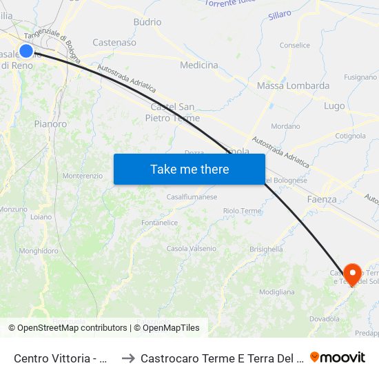 Centro Vittoria - Mast to Castrocaro Terme E Terra Del Sole map