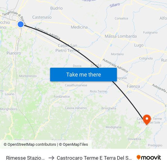 Rimesse Stazione to Castrocaro Terme E Terra Del Sole map