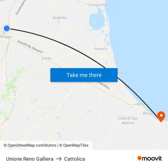 Unione Reno Galliera to Cattolica map