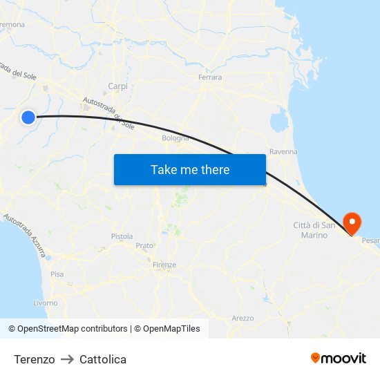 Terenzo to Cattolica map