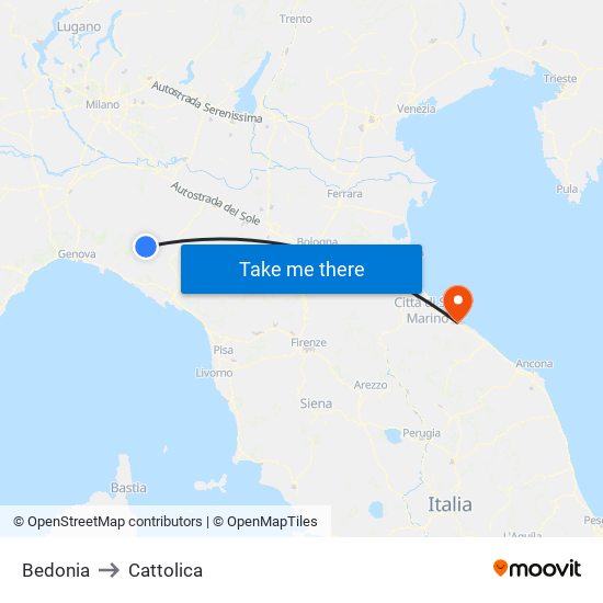 Bedonia to Cattolica map