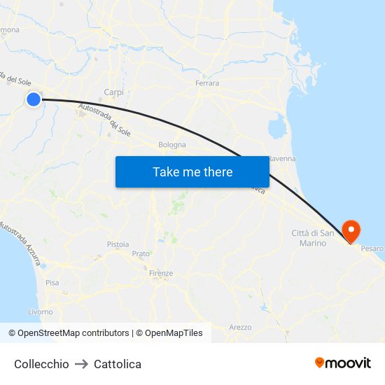 Collecchio to Cattolica map