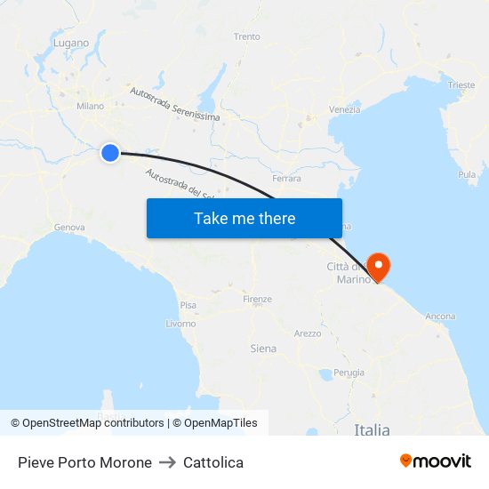 Pieve Porto Morone to Cattolica map