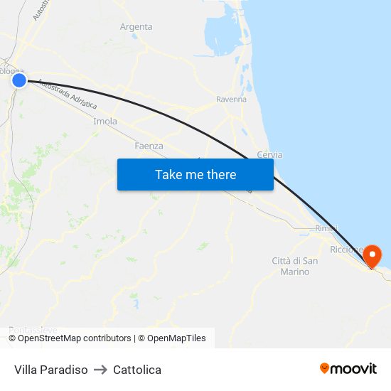 Villa Paradiso to Cattolica map