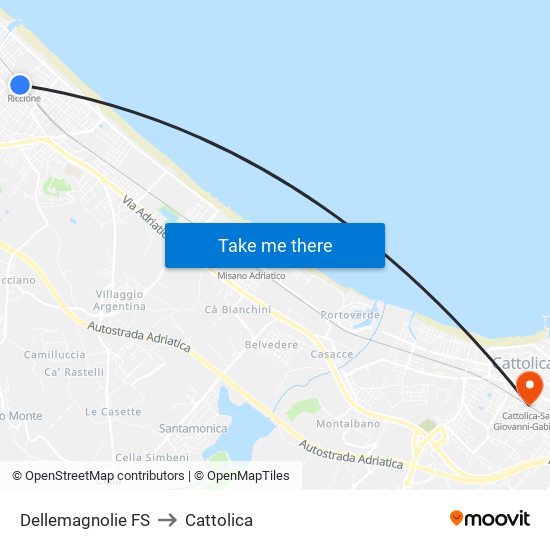 Dellemagnolie FS to Cattolica map