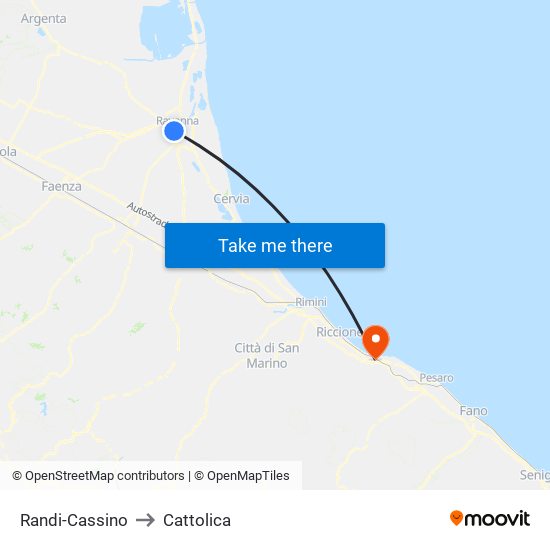 Randi-Cassino to Cattolica map