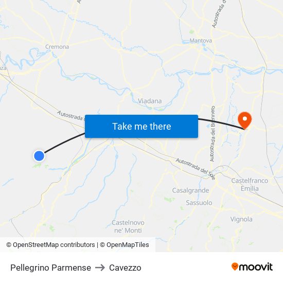 Pellegrino Parmense to Cavezzo map